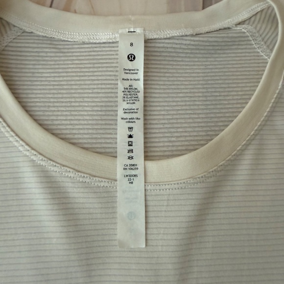 Lululemon Swiftly Tech Long-Sleeve Shirt 2.0 *Waist Length Light Ivory Sz 8 $78 - Picture 3 of 16